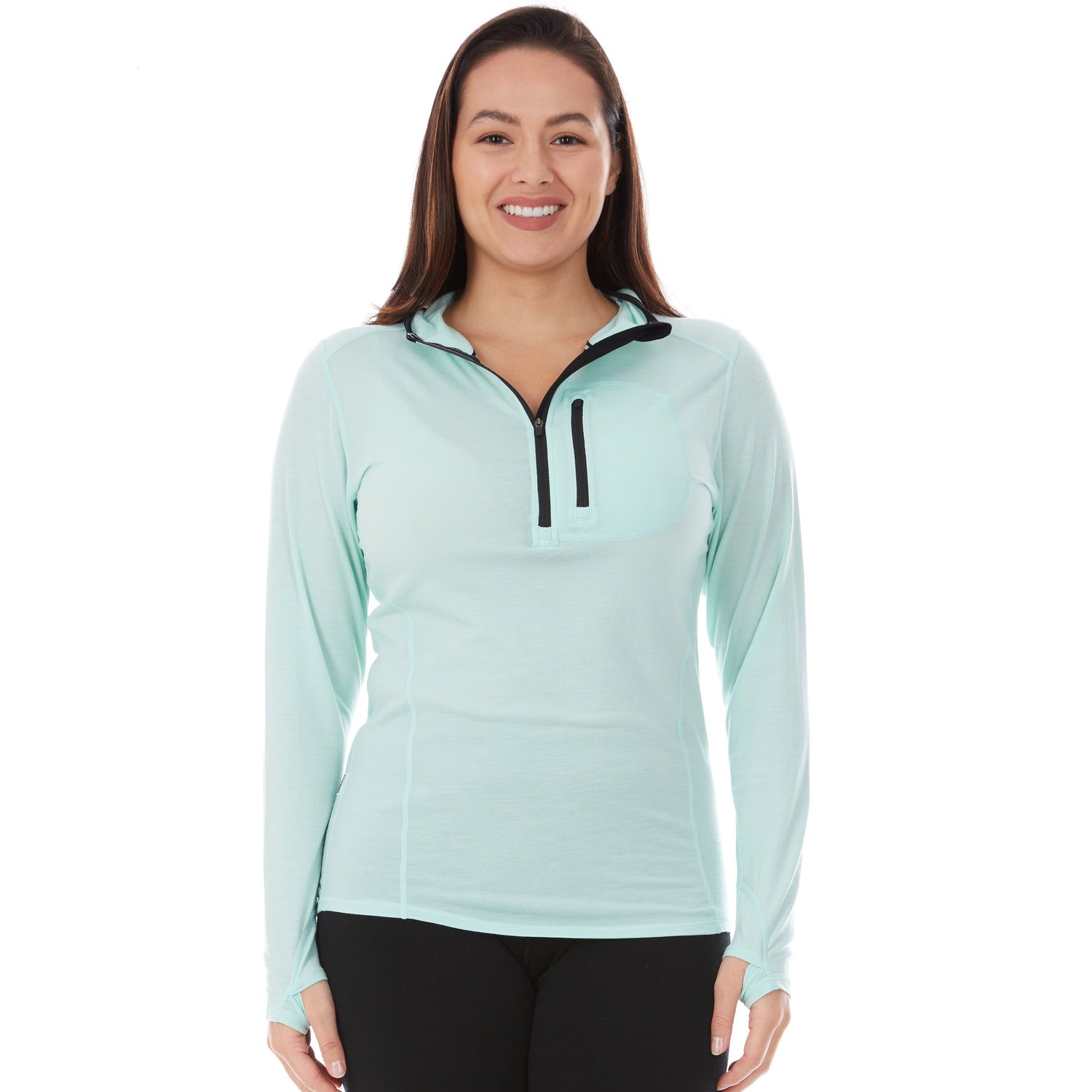 Microweight - Women's Wool 1/4 Zip Sun Hoodie Woolverino