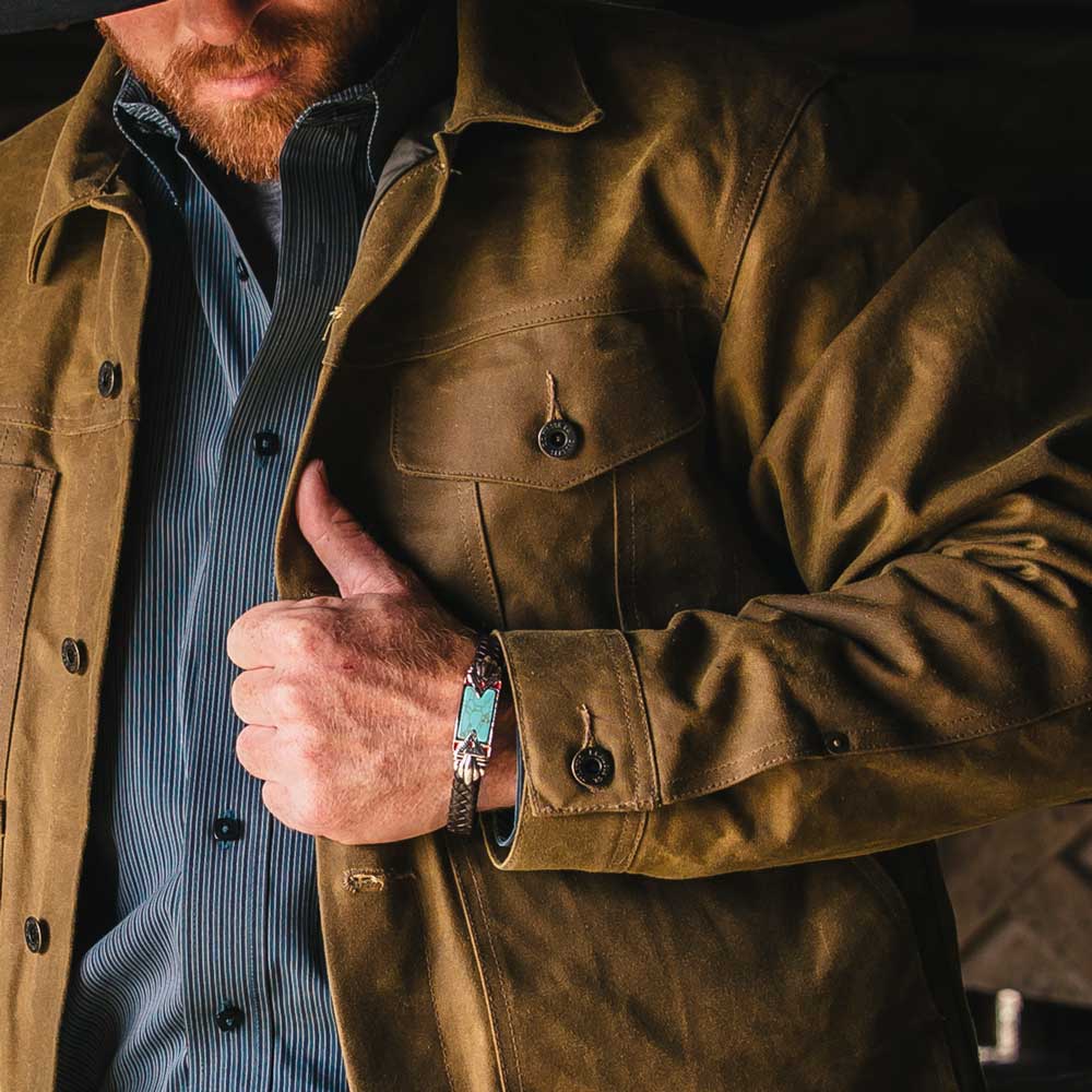 Southwest Thunderbird Flat Braided Leather Bracelet