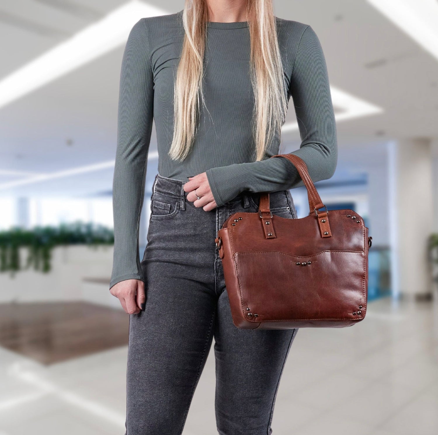 Concealed Carry Bethany Leather Satchel by Lady Conceal