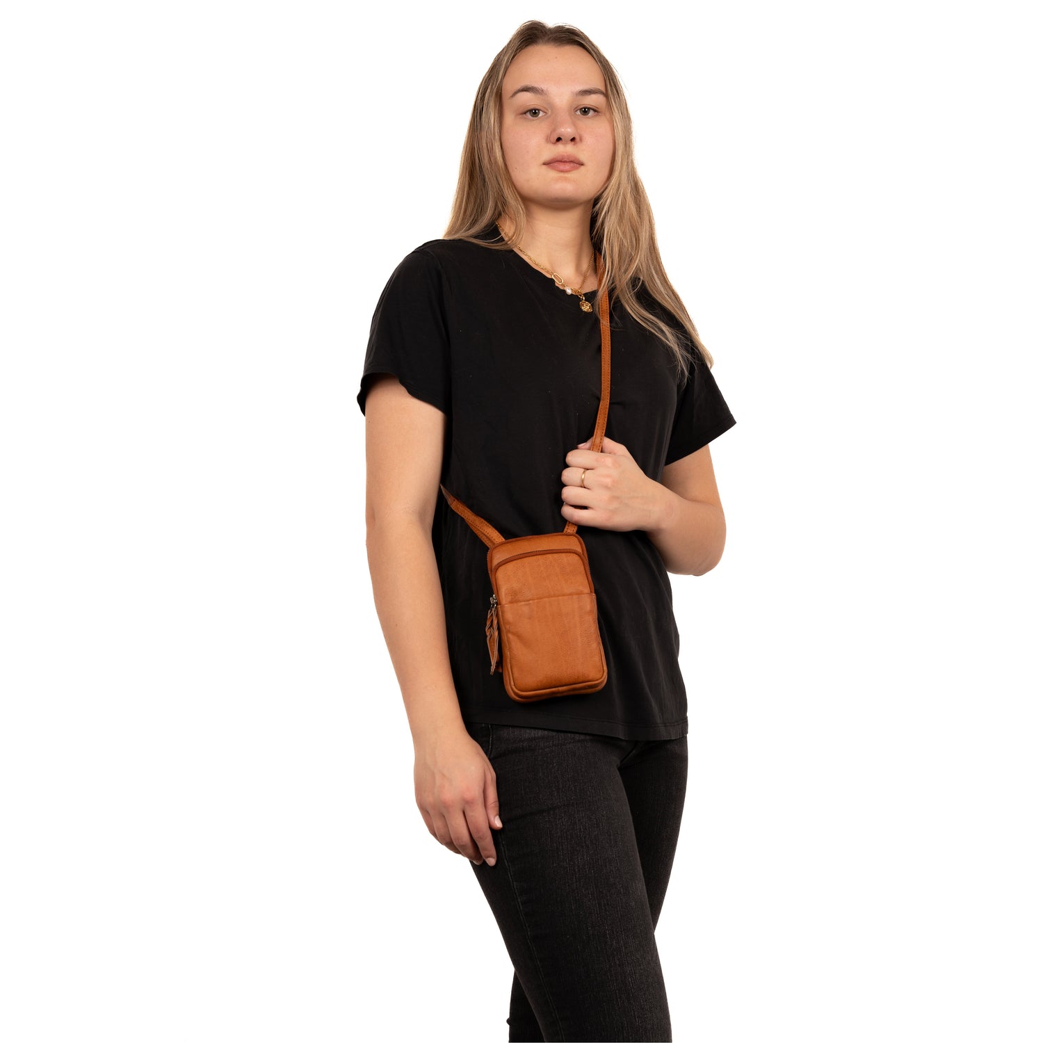 Shay Leather RFID Crossbody by Lady Conceal for Tasers and Pepper Spray