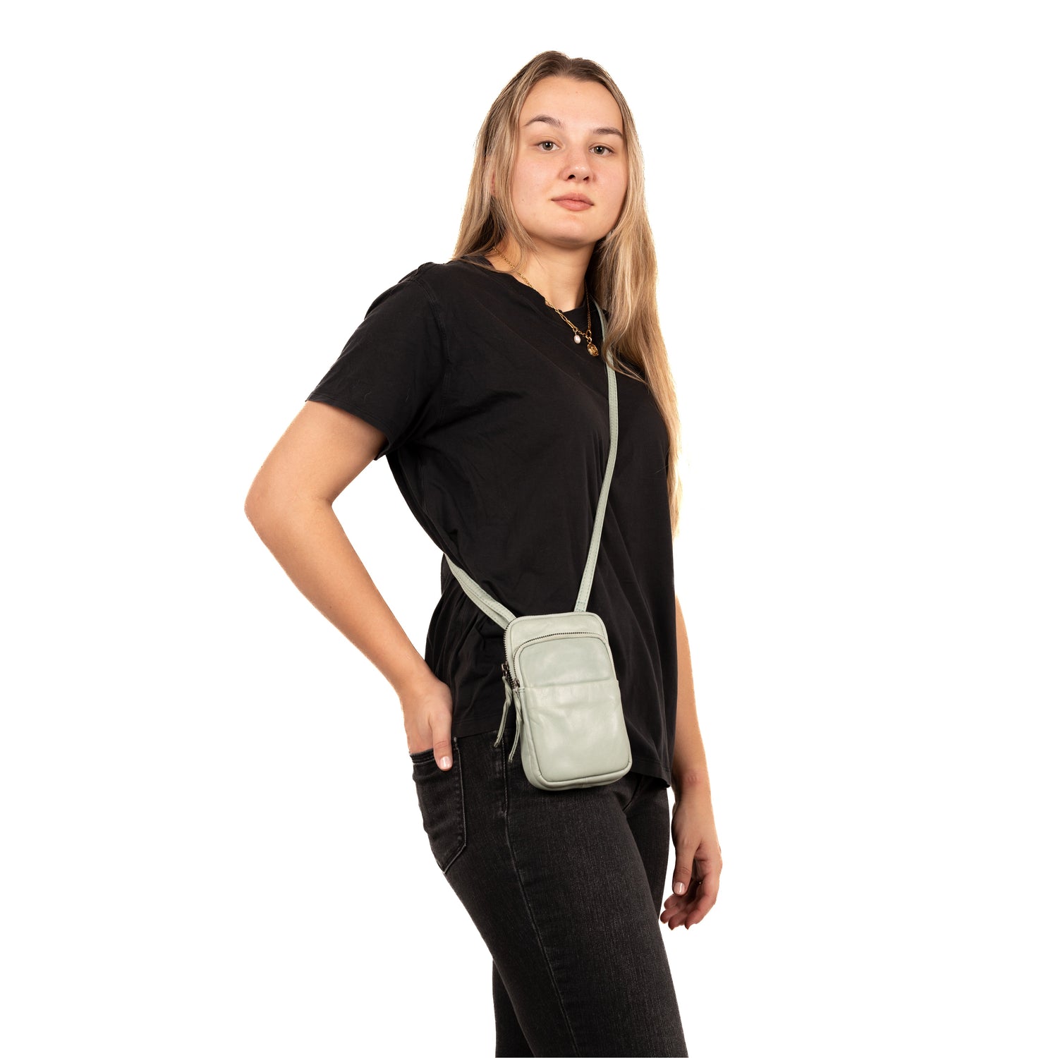 Shay Leather RFID Crossbody by Lady Conceal for Tasers and Pepper Spray