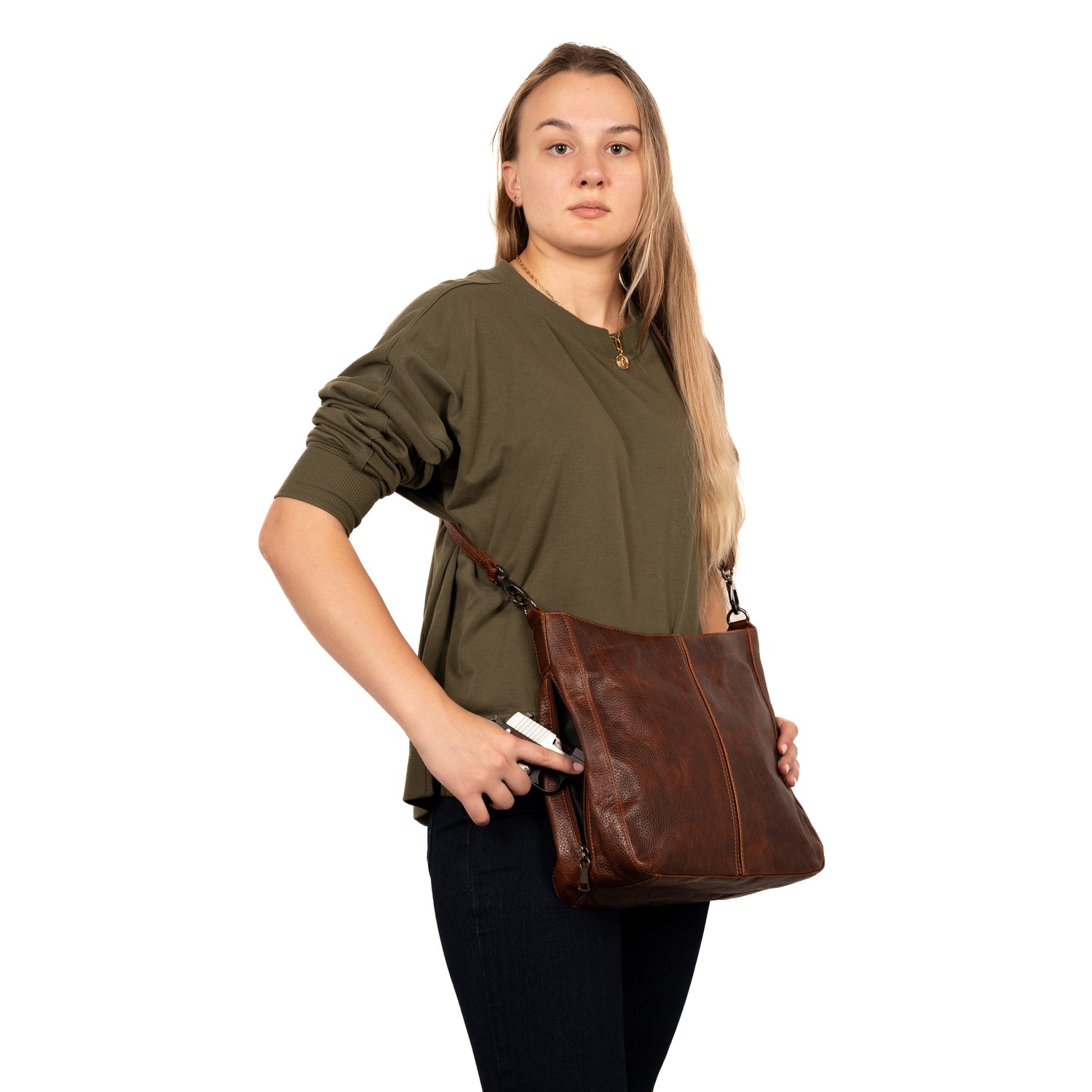 Concealed Carry Ava Leather Hobo by Lady Conceal