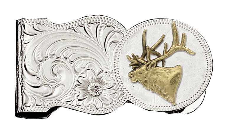 Elk Head Scalloped Money Clip